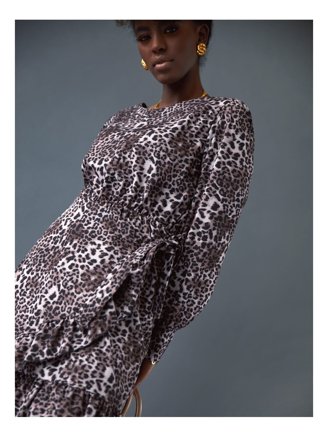 Rochie casual cu volane in imprimeu leopard SF985 - Magazin online - Boutique